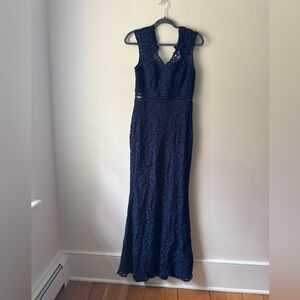 David's Bridal Navy Lace Maxi Dress